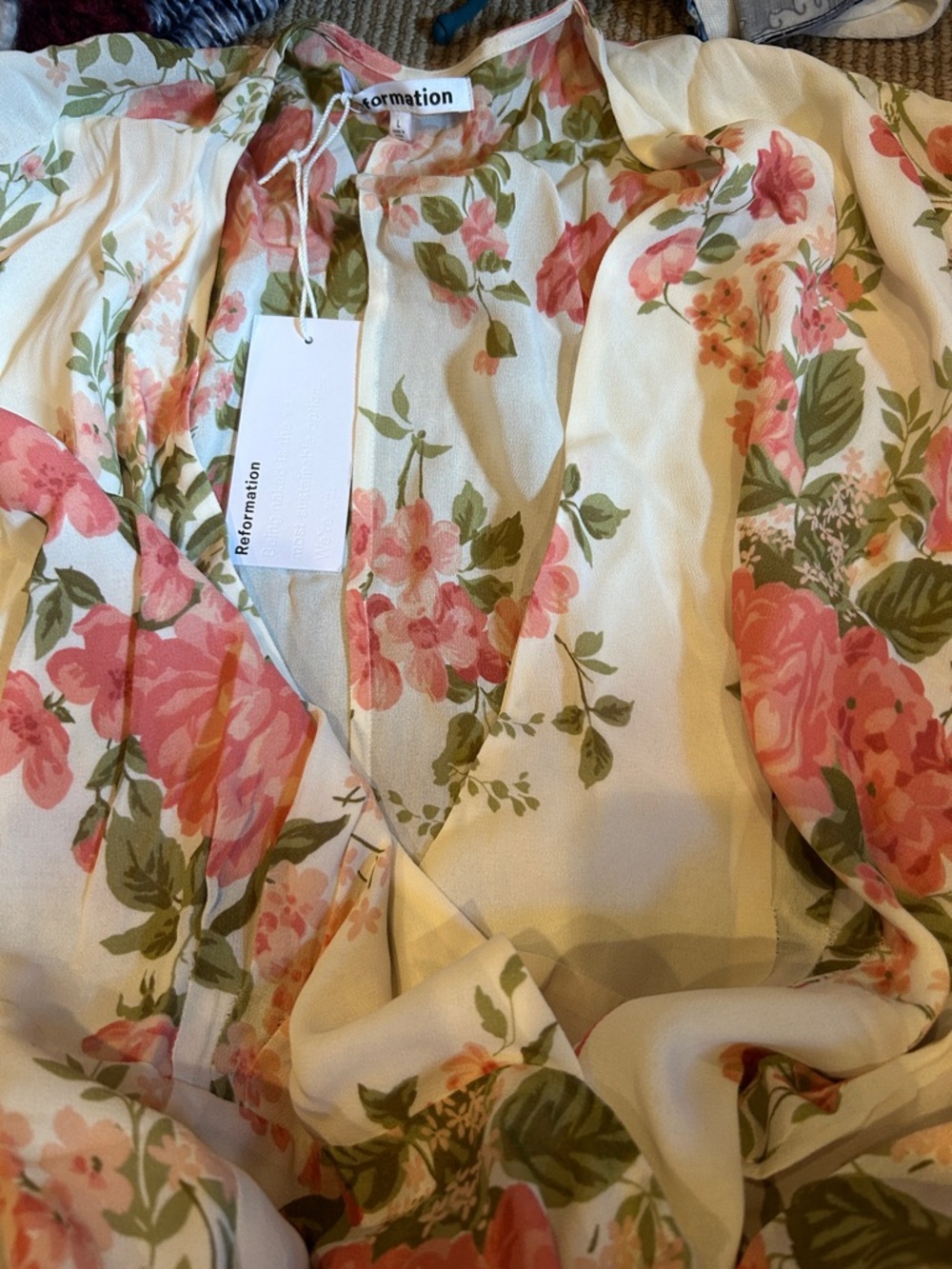 NWT Reformation Winslow Maxi Wrap Dress with Pink Floral in corsage Print large - Picture 7 of 10